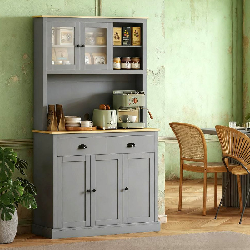 Armoire de cuisine autoportante Tall Pantry, Gris
