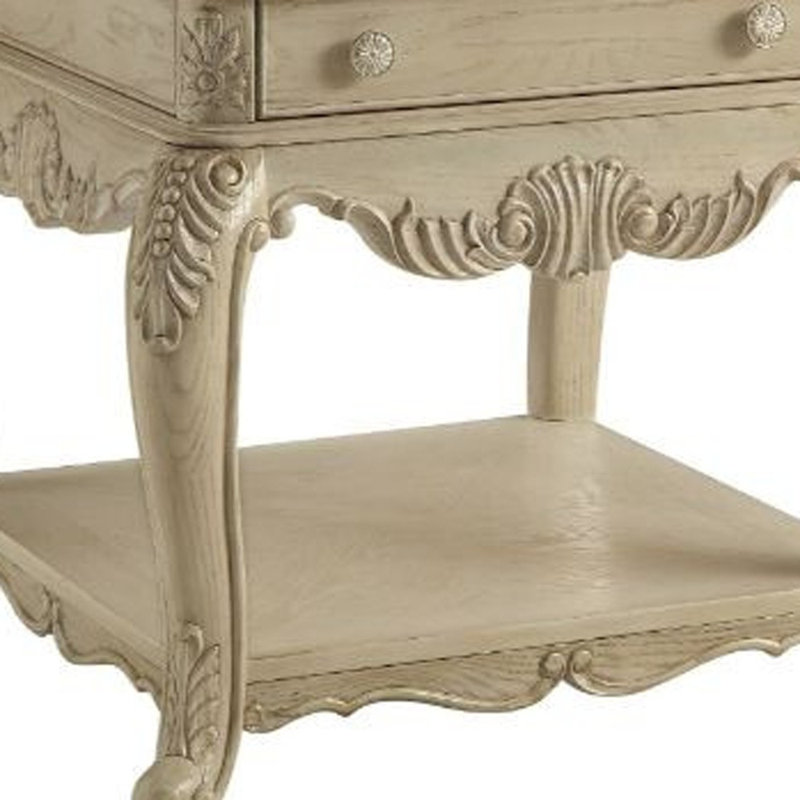 End Table with Storage, Antique White