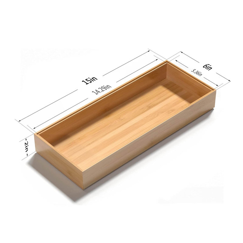 Bamboo Drawer Organizer, Stackable Utensil Organizer