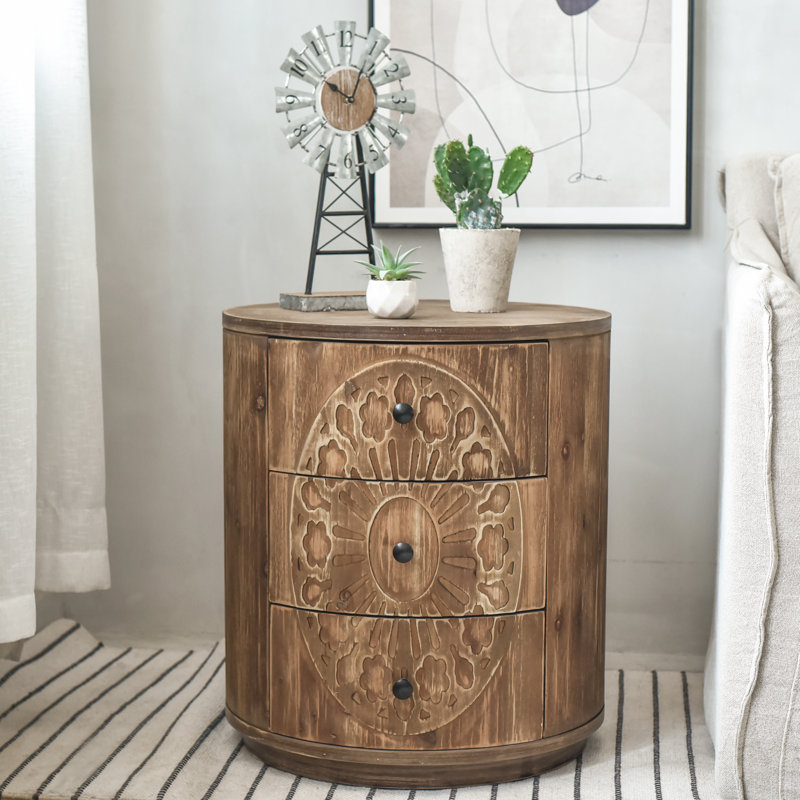 Cylindrical 3-Drawer Nightstand