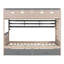 Lit superposé double pleine grandeur de style château avec 2 tiroirs, tablette et DEL, gris + rose antique-129419774