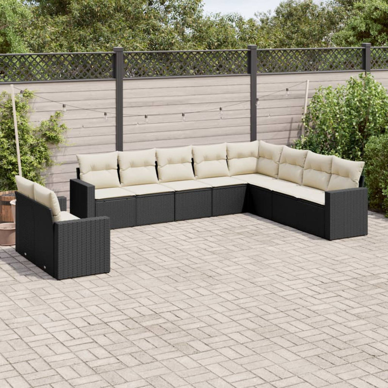 Ensemble de canapé de jardin Vidaxl noir et blanc crème