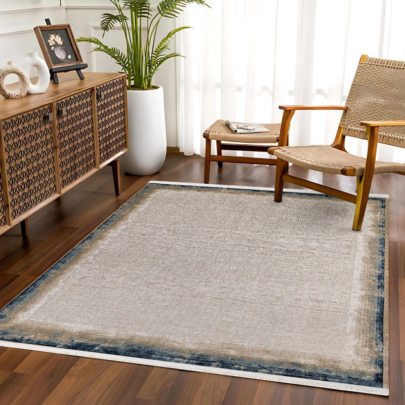 Tapis crème tissé antidérapant à imprimé numérique crème