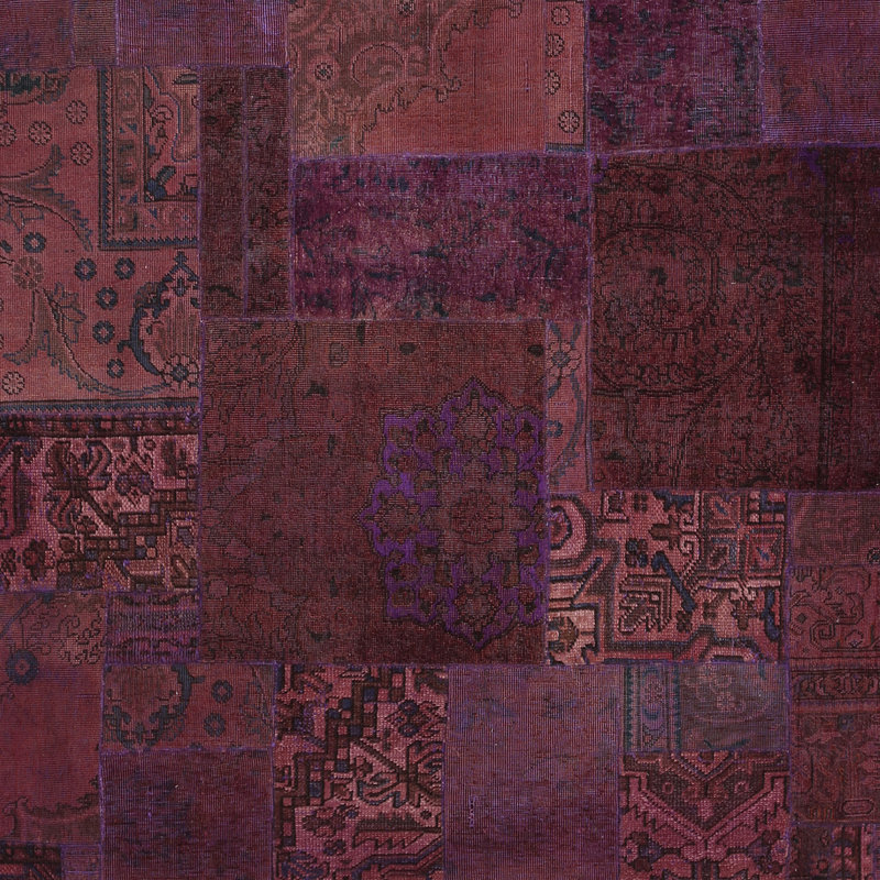 Tapis rose / bourgogne patchwork One-of-a-Kind Coombs