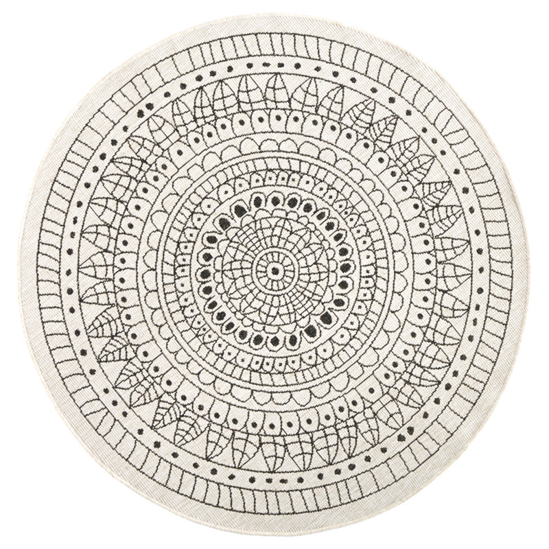 Porto rug in black/cream, Round 100cm