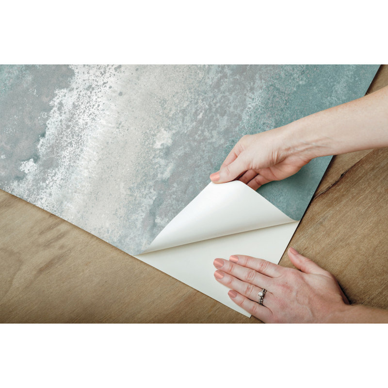 Rouleau de papier peint adhésif en métal oxydé L 16,5 pi x l 20,5 po Batterton, Bleu