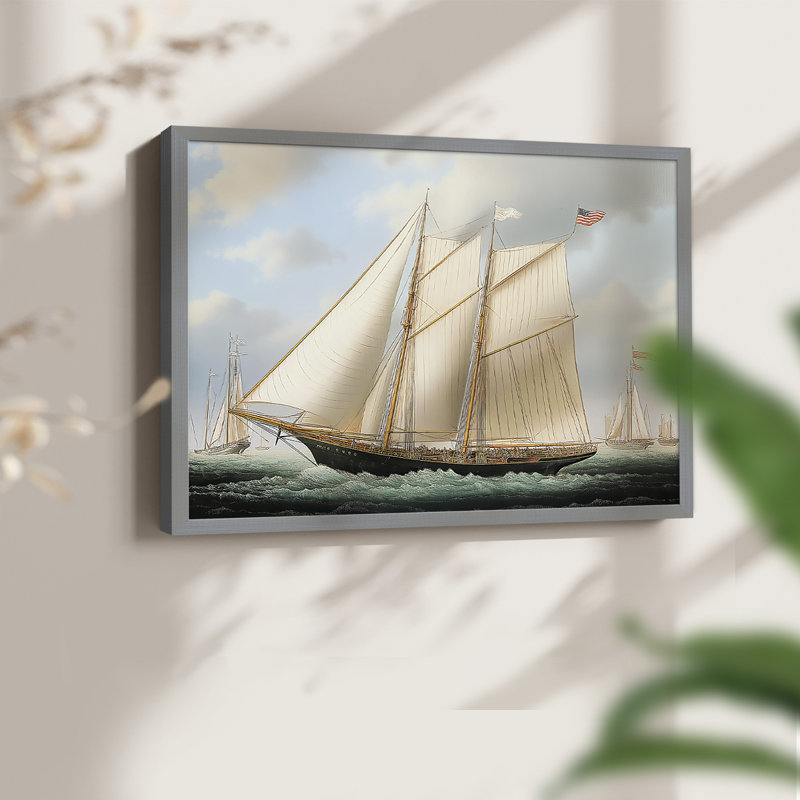 Nautical Series-CIV -Framed Print - Restickable, Gray, 16" H x 20" W