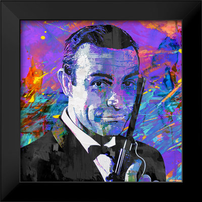 Sean Connery as James Bond Pop Art-Giclee on Paper with Black Frame Square