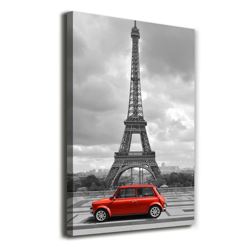 Eiffel Tower Auto - Wrapped Canvas Print