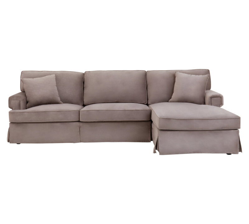 4 Seater Velvet Sofa & Chaise, Brown