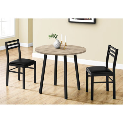 Table de salle à manger à 3 abattants, style moderne, métal noir et plateau de table taupe 35 po 3, métal