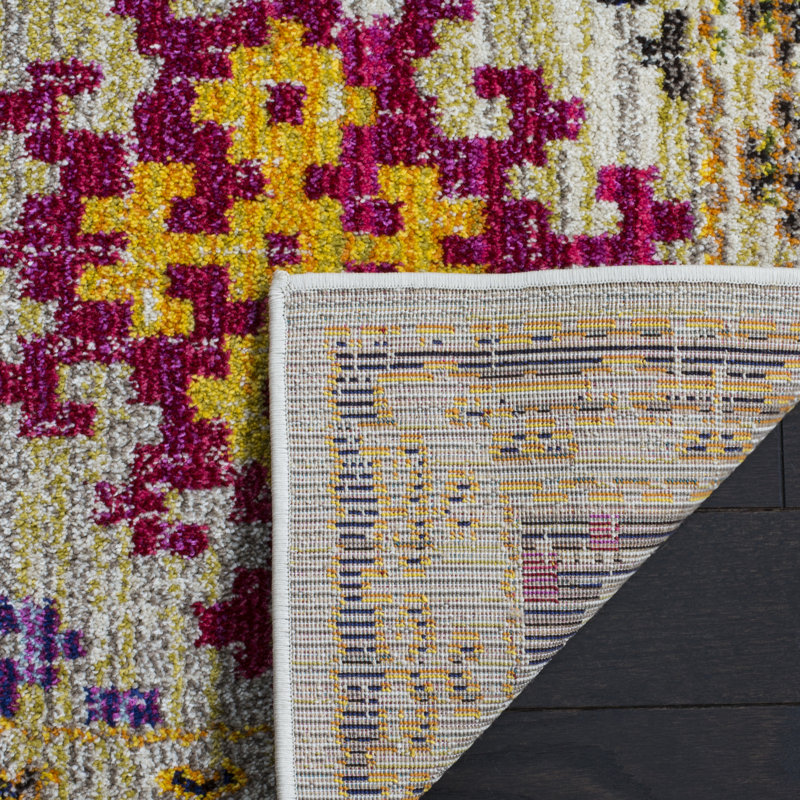 Nistler Area Rug In Purple & Yellow, Square 122cm