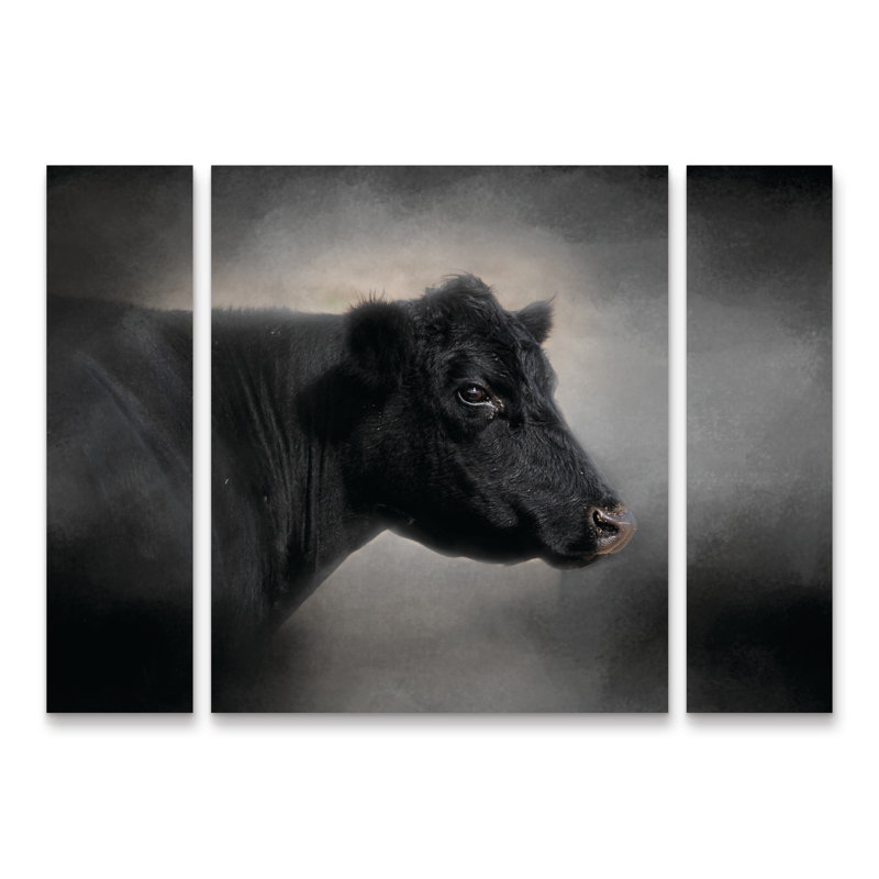 Jai Johnson «Portrait of the Black Angus», ensemble de 3 panneaux d'art, H 30 po x l 41 po x P 2 po