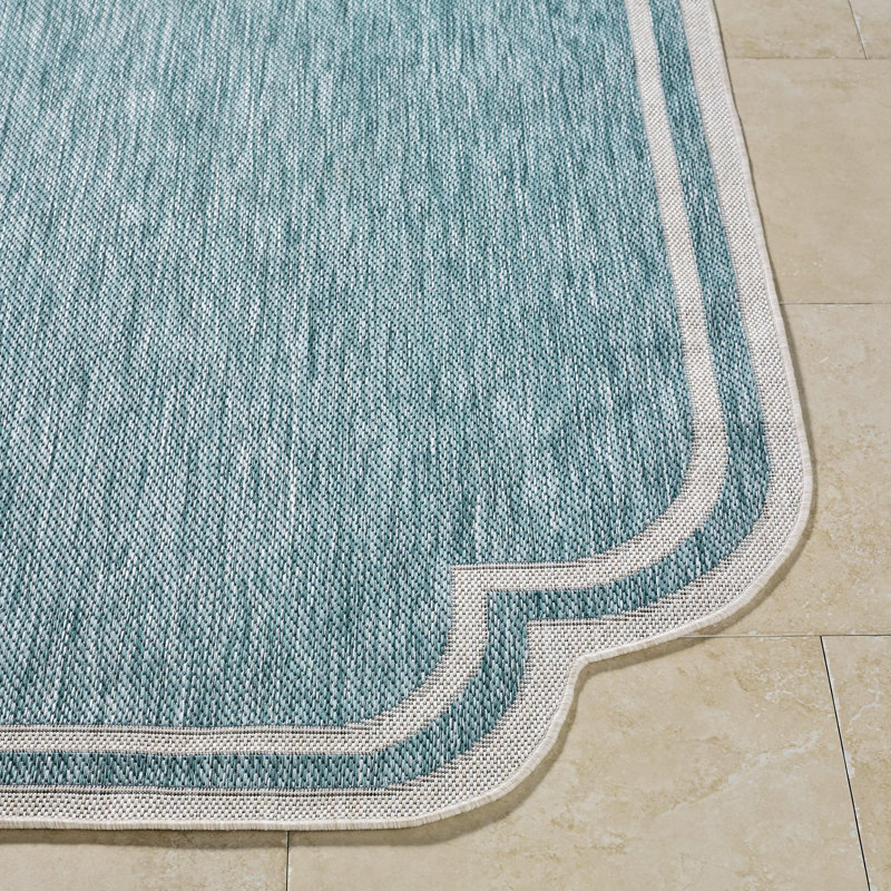 Skiles Machine Woven Rug, Runner 2'7" x 7'3", Blue/Cream