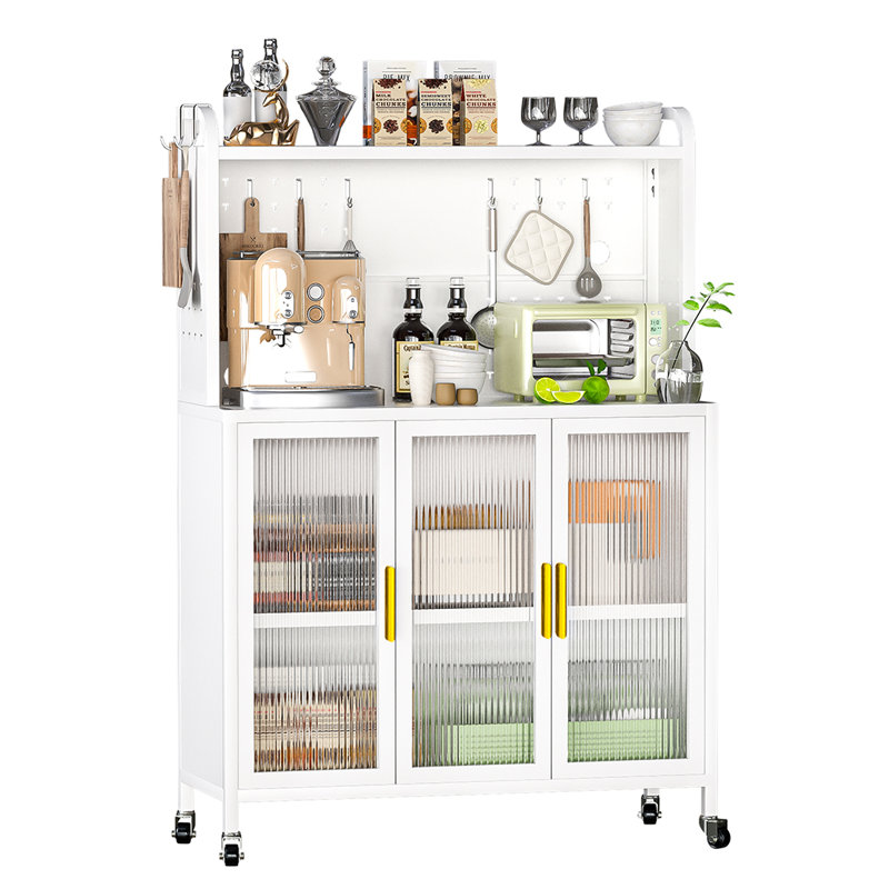 Armoires de cuisine en acier au carbone pour cuisine avec rangement, Blanc