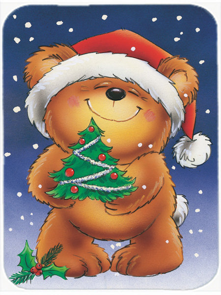 Planche à découper en verre et sapin de noël teddy caroline