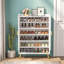 Armoire à chaussures 29,6 po en bois blanc et or avec portes, range-chaussures à 7 niveaux