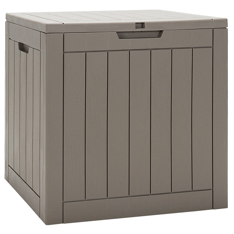 Coffre de terrasse en plastique résistant à l'eau 30 gallons Costway, Brun clair