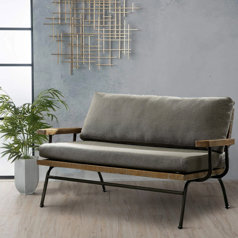 Ardizzone Faux Leather Loveseat, Gray Faux Leather