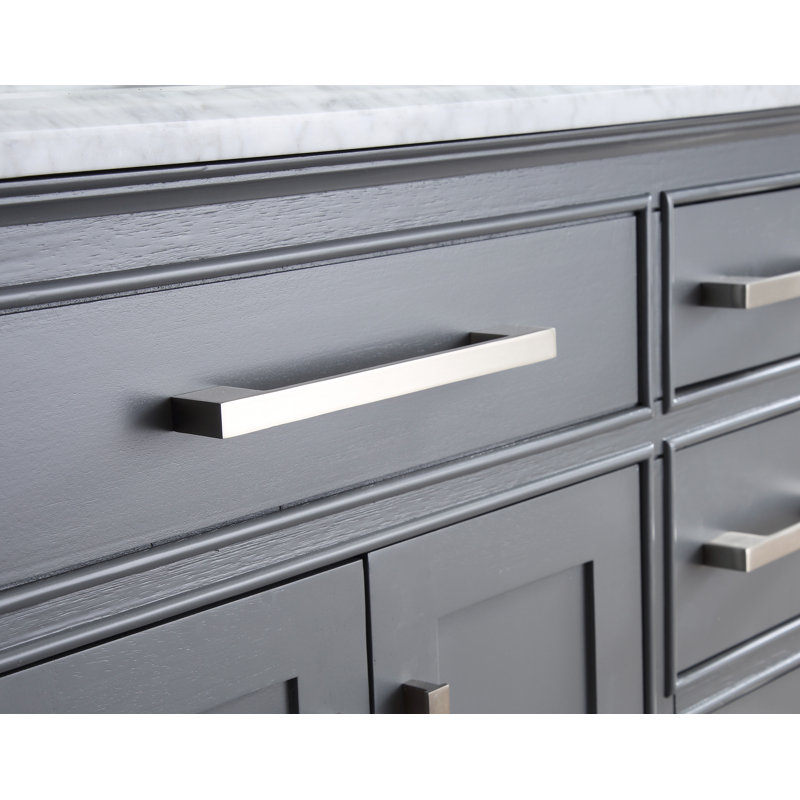 Herrell 42'' Single Bathroom Vanity with Carrara Marble Top, Maple Grey