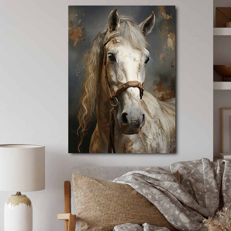Lasaundra White Horse, H 32 po x l 24 po x P 1 po, Toile tendue
