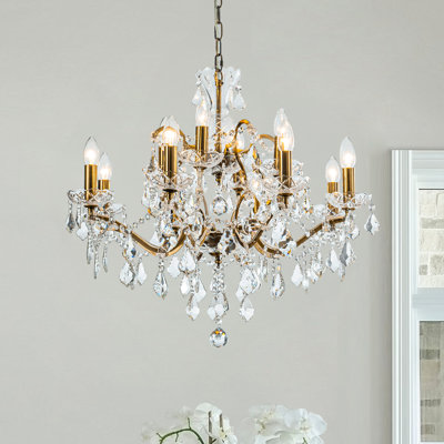 Micole 26'' 12-light Classic/traditional Lighting Fixture Antique Gold Chandelier With Crystal Accents