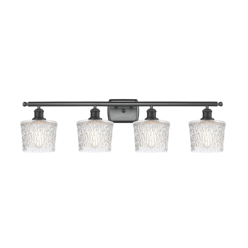 Éclairage pour salle de bain 4 lumières Camire, Transparent, Noir mat, Bulb Not Included