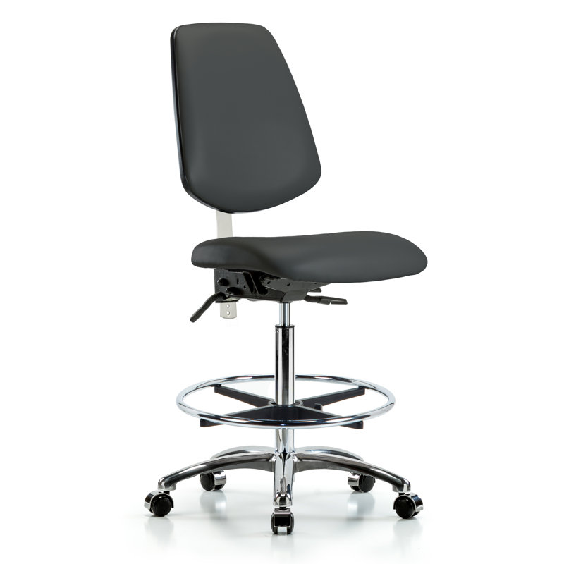 Miah Vinyl Drafting Chair, Casters, Charcoal, Not Included