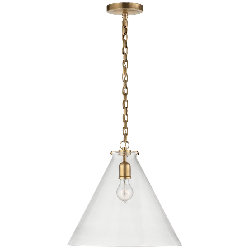 Thomas O'Brien Katie Conical Pendant, Antique Brass, Clear