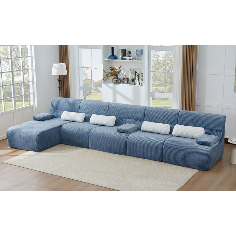 Canapé modulaire surdimensionné de 161,8 po en forme de L Canapé sans canapé pour le salon, bleu, Blue