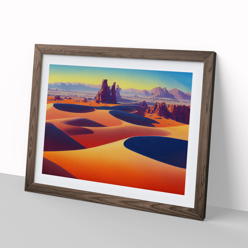 Desert View Vol.2 - Single Picture Frame Painting, 25cm H x 34cm W x 2cm D, Walnut