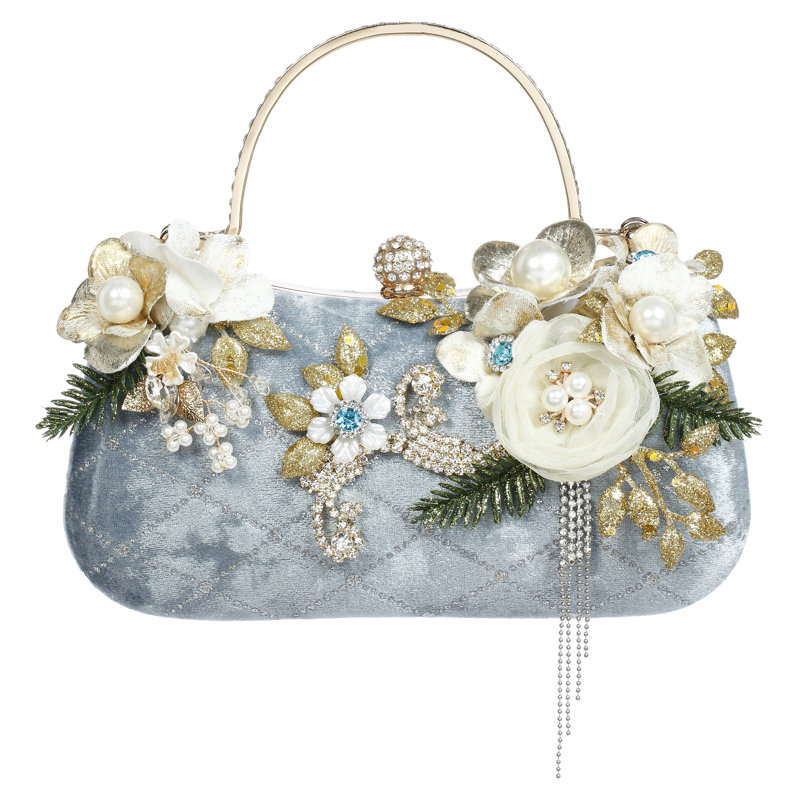 Sac bleu, ornement en diamant et or - 8 po x 4,5 po