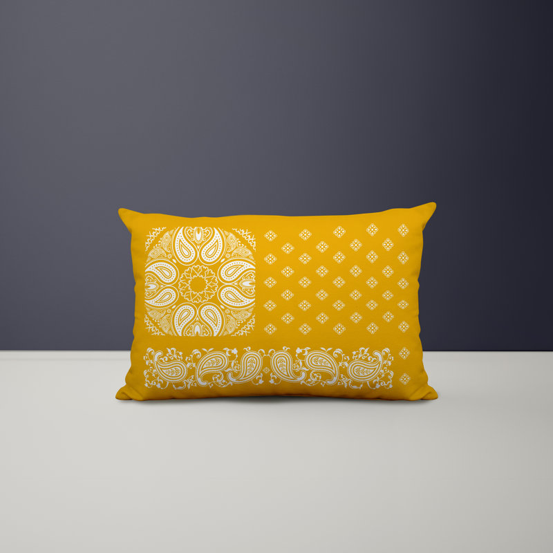 Paisley Outdoor Reversible Throw Pillow, Yellow