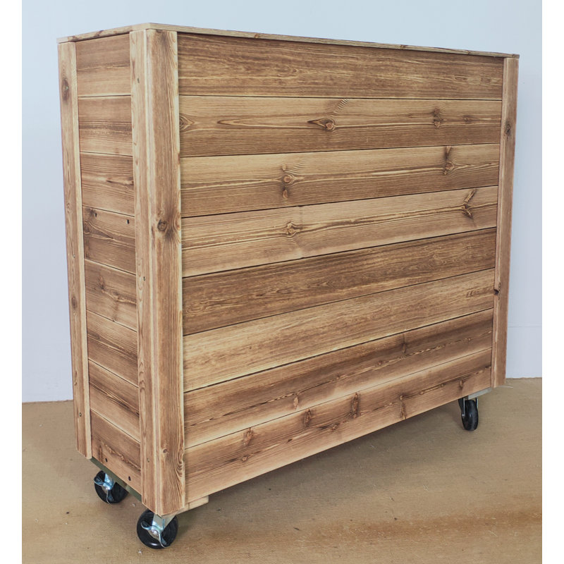 Ewura 40" x 36" x 12"  Indoor/Outdoor Mobile Wood Planter with Lockable Wheels