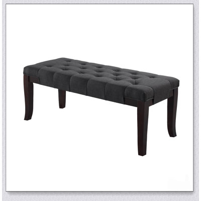 Linon Tufted Gray Fabric Bench, Elegant and Comfortable Seating with Versatile Use for Entryways and Bedrooms.