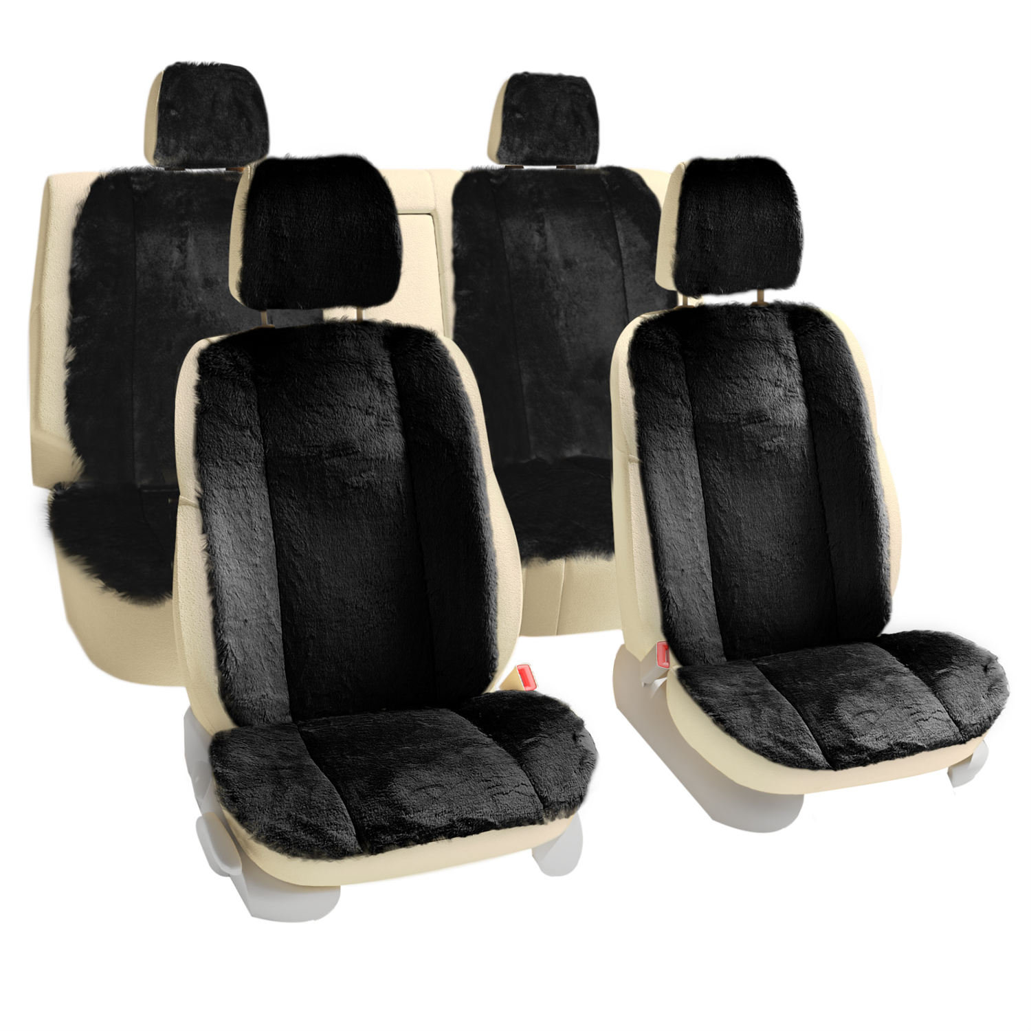 FH Group Car Seat Cushion Rear Set Black Faux Leather Automotive Seat  Cushions - Universal Fit, Rear Car Seat Cushions With Non-slip Silicone  Backing