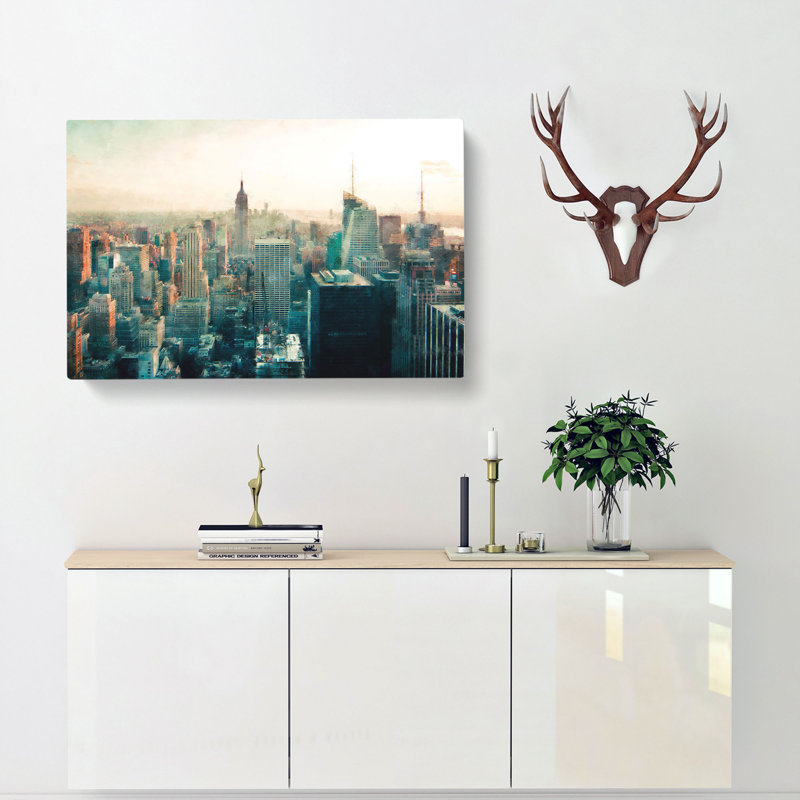 Manhattan Skyline In New York - Wrapped Canvas Painting, 35cm H x 50cm W x 3cm D