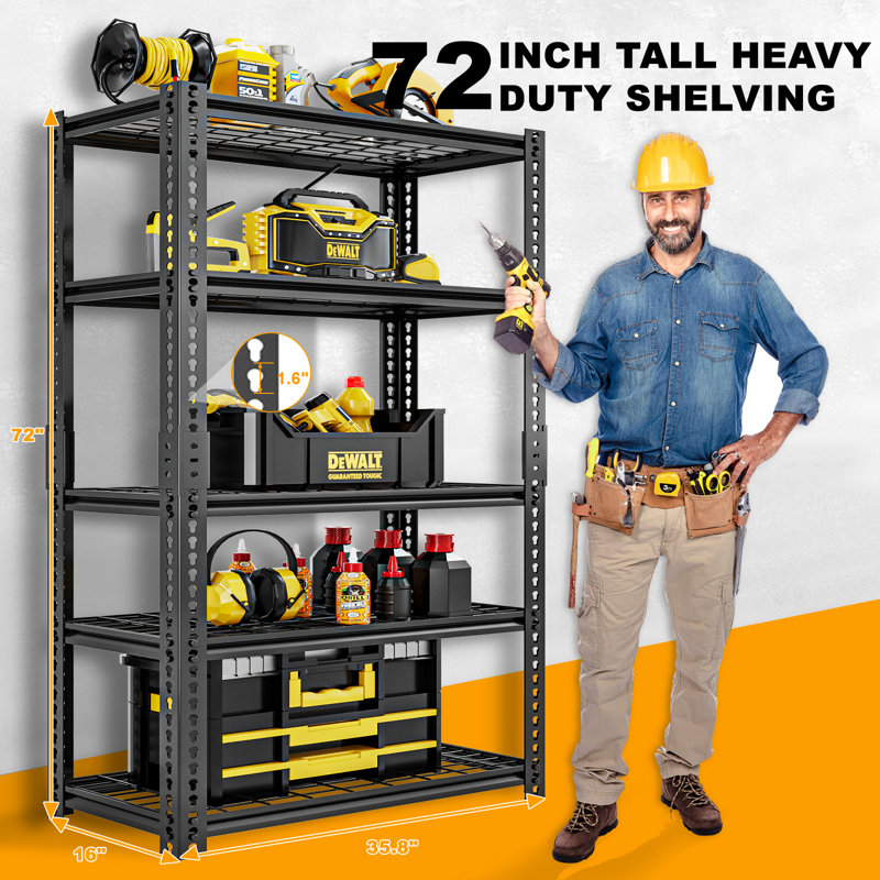 Étagères de rangement pour garage, étagères robustes à niveaux ajustables en métal, support de rangement utilitaire, 2 pièces