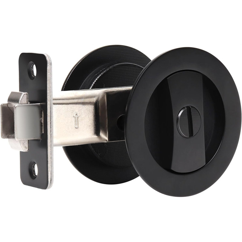 Serrure de porte ronde en alliage de zinc avec serrure pour porte de salle de bain, Noir