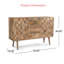 Buffet Mid-Century moderne en bois de manguier avec 3 tiroirs et 2 portes - finition naturelle, assemblage des pieds KD
