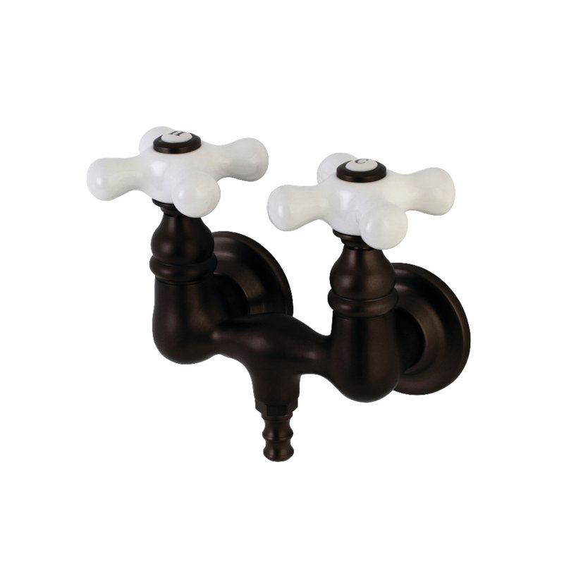 Kingston Brass Aqua Vintage Two-Handle 2-Hole Tub Wall Mount Clawfoot Tub Faucet, Oil Rubbed Bronze