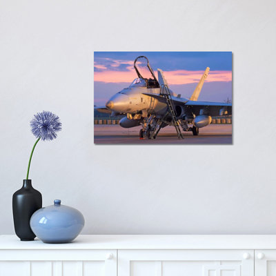 A Royal Canadian Air Force CF-188 Hornet Preparing For A Night Takeoff From Romania I by Daniele Faccioli - Wrapped Canvas Print