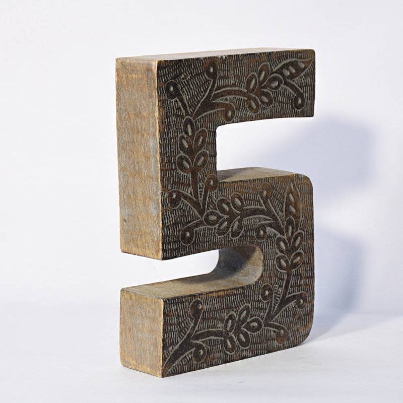 Haddam Text & Numbers Letter Block, Gray, 5