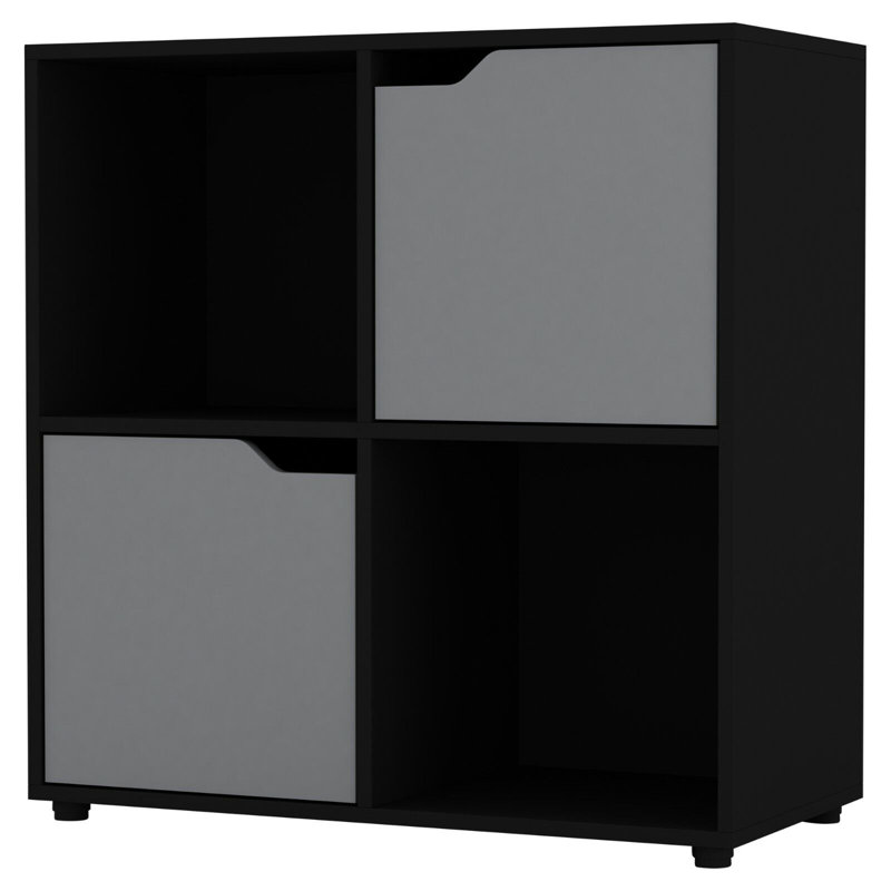 Ethyleen 61cm H x 60cm W Cube Bookcase, Black/Grey