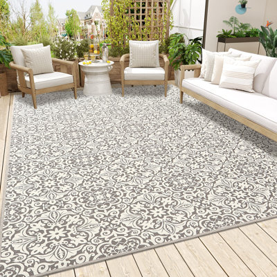Tapis d'extérieur à motif floral boho rétro pour chambre à coucher, salon, tapis décoratif lavable