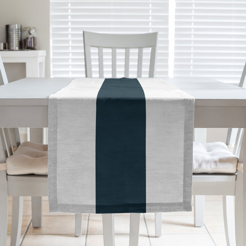 New Orleans Football Stripes Table Runner, 90" x 16", Polyester, Houston Throwback Football Off White/Dark Blue