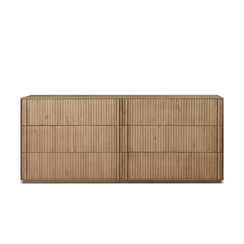 Jaxin 75'' W 6 - Drawer Dresser, Smoked Black