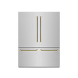 ZLINE Autograph 60 in. Built-In Refrigerator w/ Gray Interior and Polished Gold Helix Handles