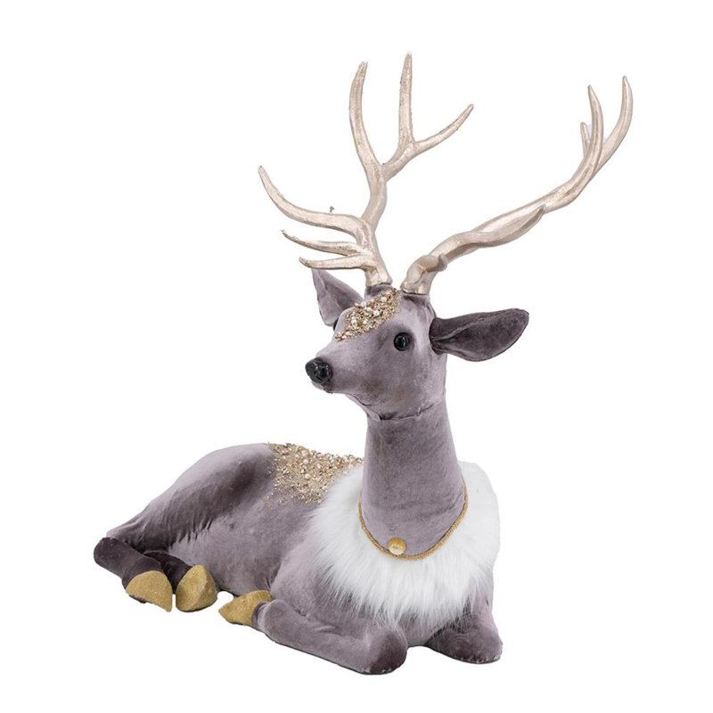 Cerf assis en mousse de velours