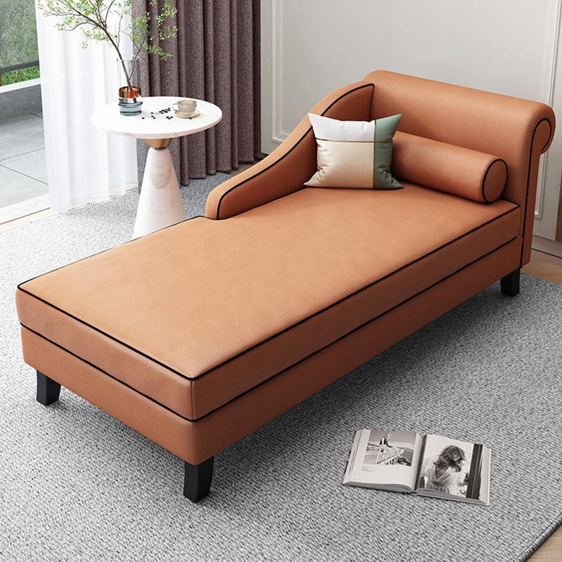 Chaise longue rembourrée Gibeon, Orange, Accoudoir à droite (vu de face)
